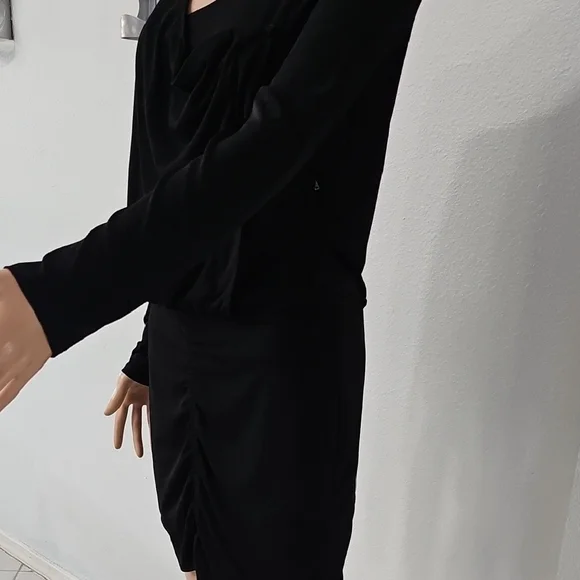 BCBGeneration Black Ribbed Ruched Long Sleeve Sheath Dress - Picture 11 of 11